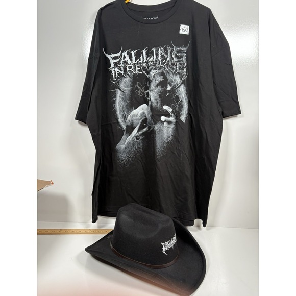 RONNIE RADKE Falling in Reverse Signed Merch Lot: Cowboy Hat & Shirt Autographed